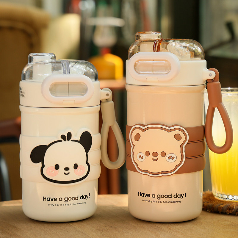 双饮保温杯可爱2025新款女高颜值水杯学生上学专用男孩儿童吸管杯,餐饮具,保冷/保温杯,淘宝优惠券,粉丝福利购,淘宝优惠卷
