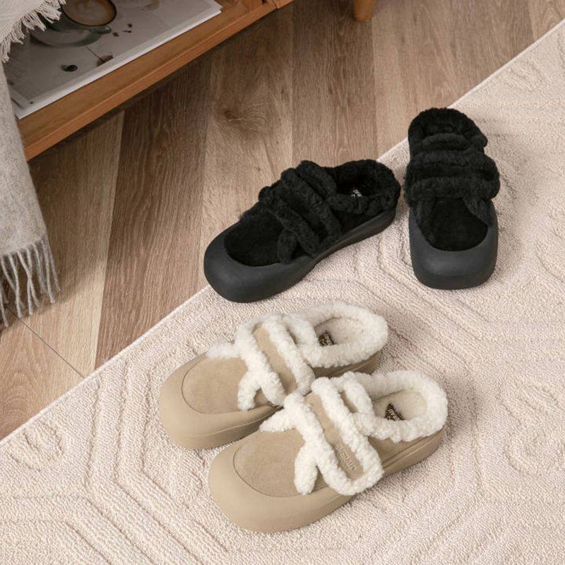 EVERAU澳洲可爱俏皮羊毛包头拖鞋