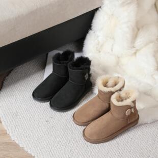 澳洲everau雪地靴女羊皮毛一体冬季新款羊毛短筒靴子加厚保暖3005