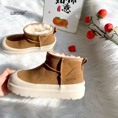 清仓澳洲AUSLUX雪地靴女冬季厚底保暖防水防滑低筒舒适棉靴515D