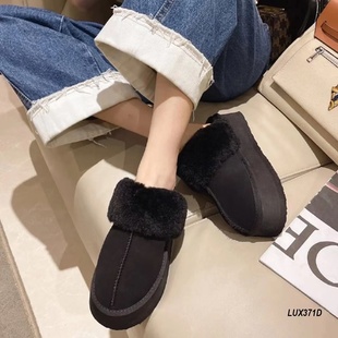 371D 保暖雪地靴女棉鞋 澳洲AUSLUX纯羊毛包头拖鞋 厚底一脚蹬毛毛鞋