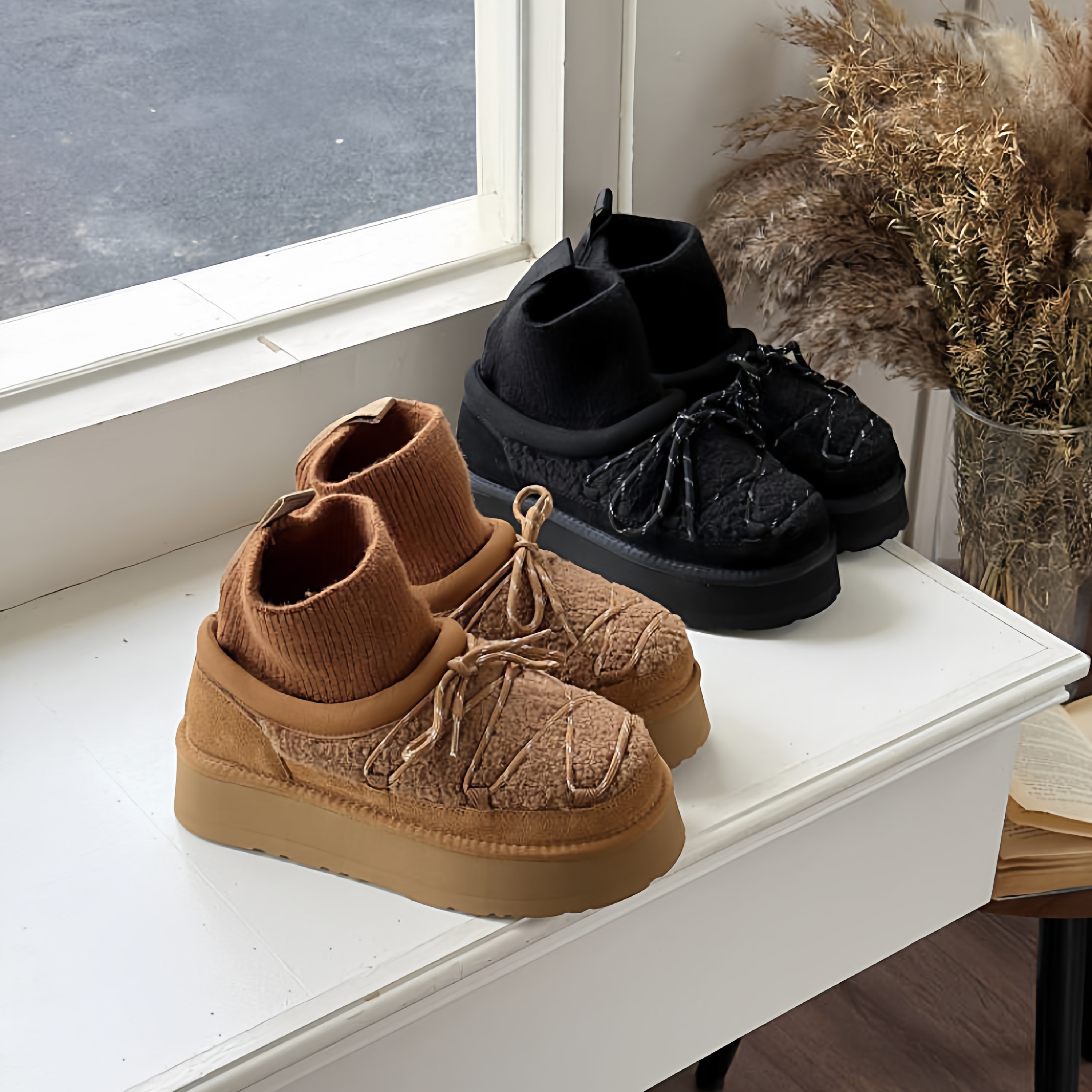 羊皮毛一体保暖毛毛鞋防滑雪地靴