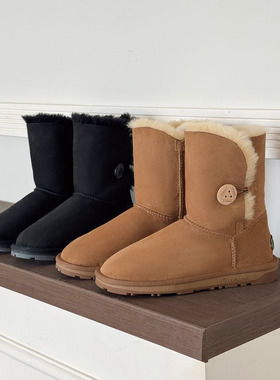 EVERAU澳洲2025新款真皮雪地靴男女中筒棉鞋子保暖加厚防滑3003