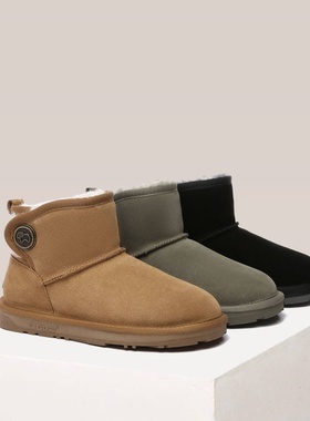 EVERAU羊皮毛一体内里2025秋冬新款经典小羊铜扣保暖雪地靴EA3148