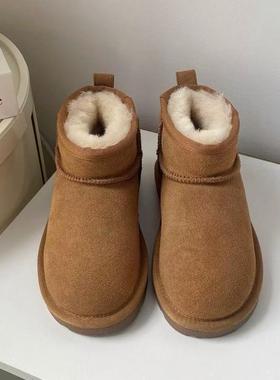 澳洲EVERAU雪地靴男女儿童冬季短靴真皮厚底加绒加厚保暖棉鞋3176