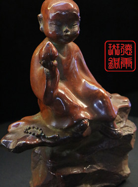 云南会泽德康斑铜 手工铸造工艺品小沙弥 非遗传承人康贵友