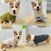 柯基柴犬衣服秋冬保暖加绒加厚条纹卫衣雪纳瑞腊肠中型犬狗狗衣服