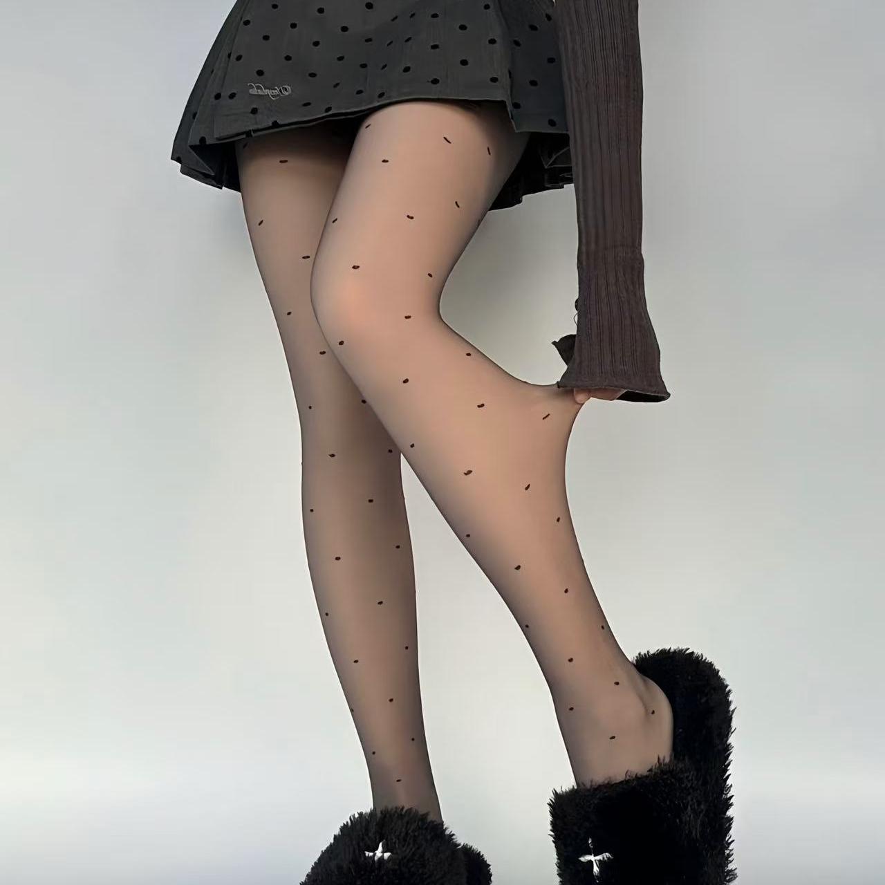 辣妹日记CL*复古波点丝袜光腿神器性感秋冬加绒黑丝袜加厚连裤袜