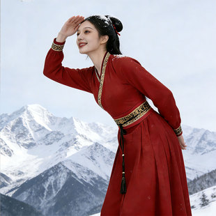 江湖夜雨十年灯舞蹈演出服红色汉服女古装中国风飘逸苍穹唤珊瑚颂