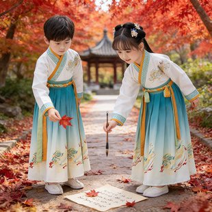 一路生花书童汉服舞蹈演出服装男女学生儿童表演邯郸学步西楼别序