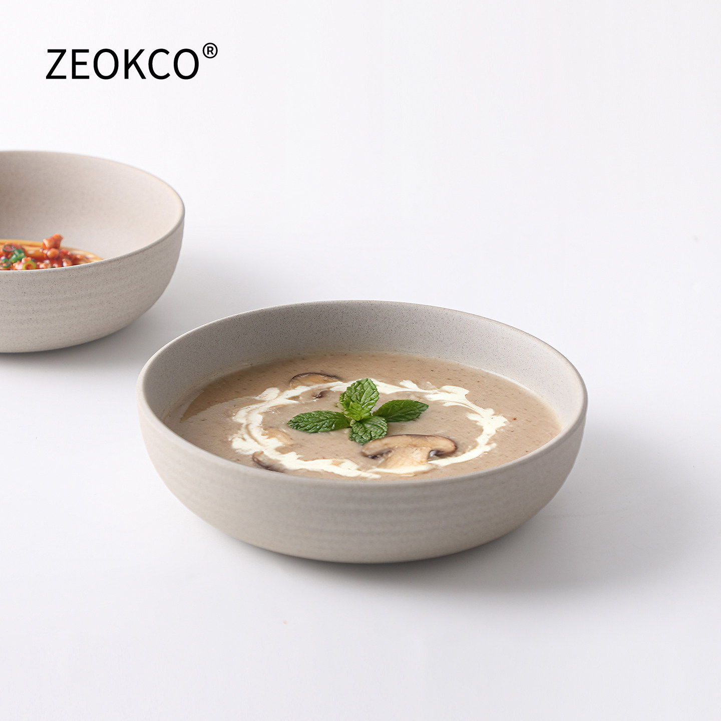ZEOKCO创意土陶陶瓷沙拉碗汤碗面汤碗颗粒感餐具西餐厅意面碗