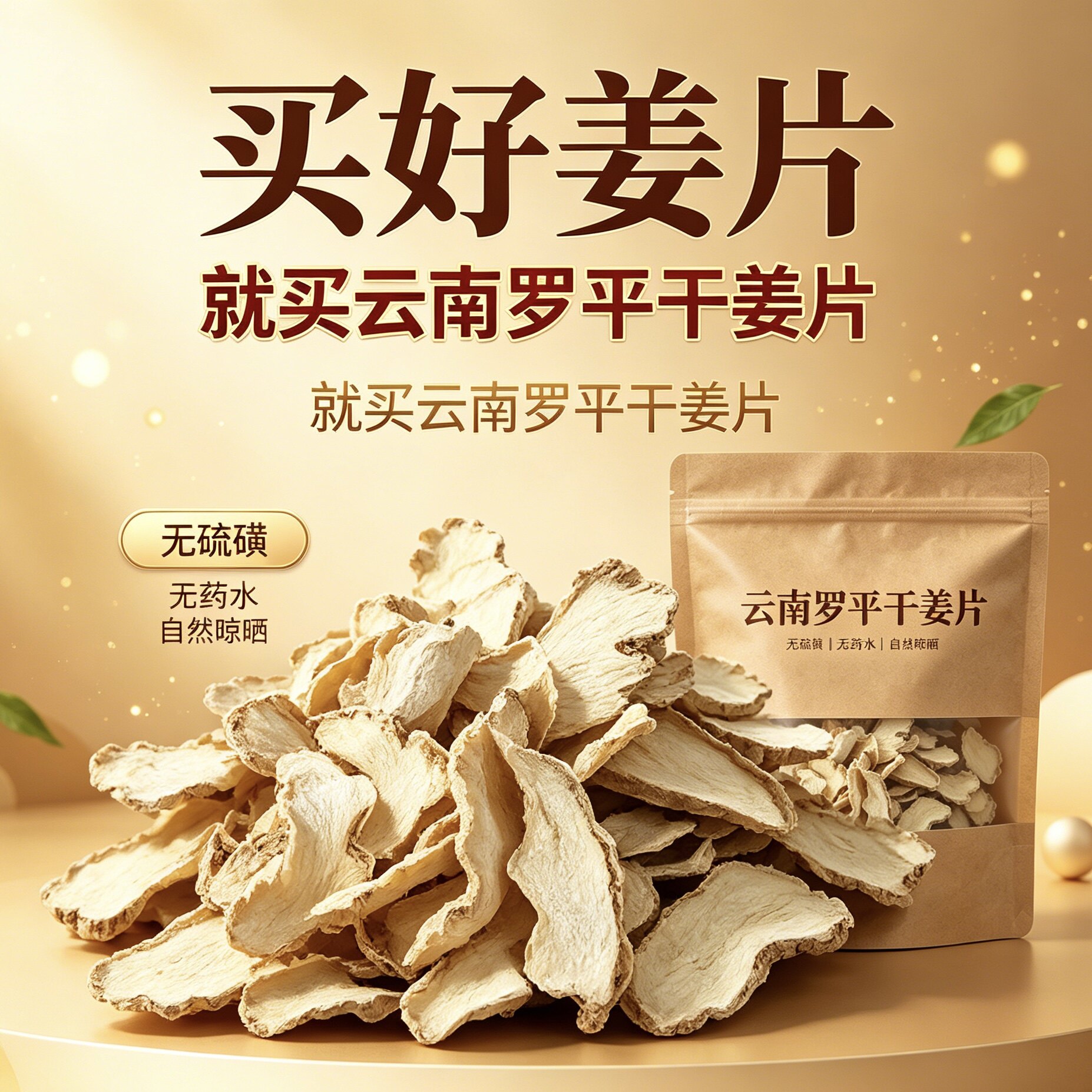 云南罗平小黄姜片泡脚泡澡驱寒祛湿养胃养生姜片老干姜片食用姜片