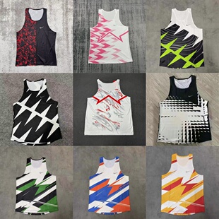 爆款田径炫彩印花运动背心男女无袖训练服多色几何图案健身背心