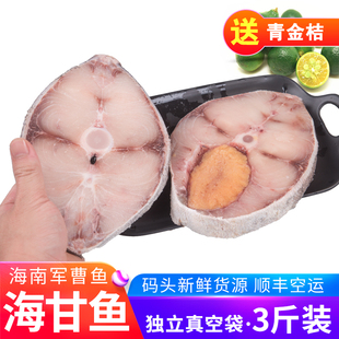 海甘鱼新鲜海南文昌3斤清澜印象顺丰空运冷冻深海鱼切片军曹鱼