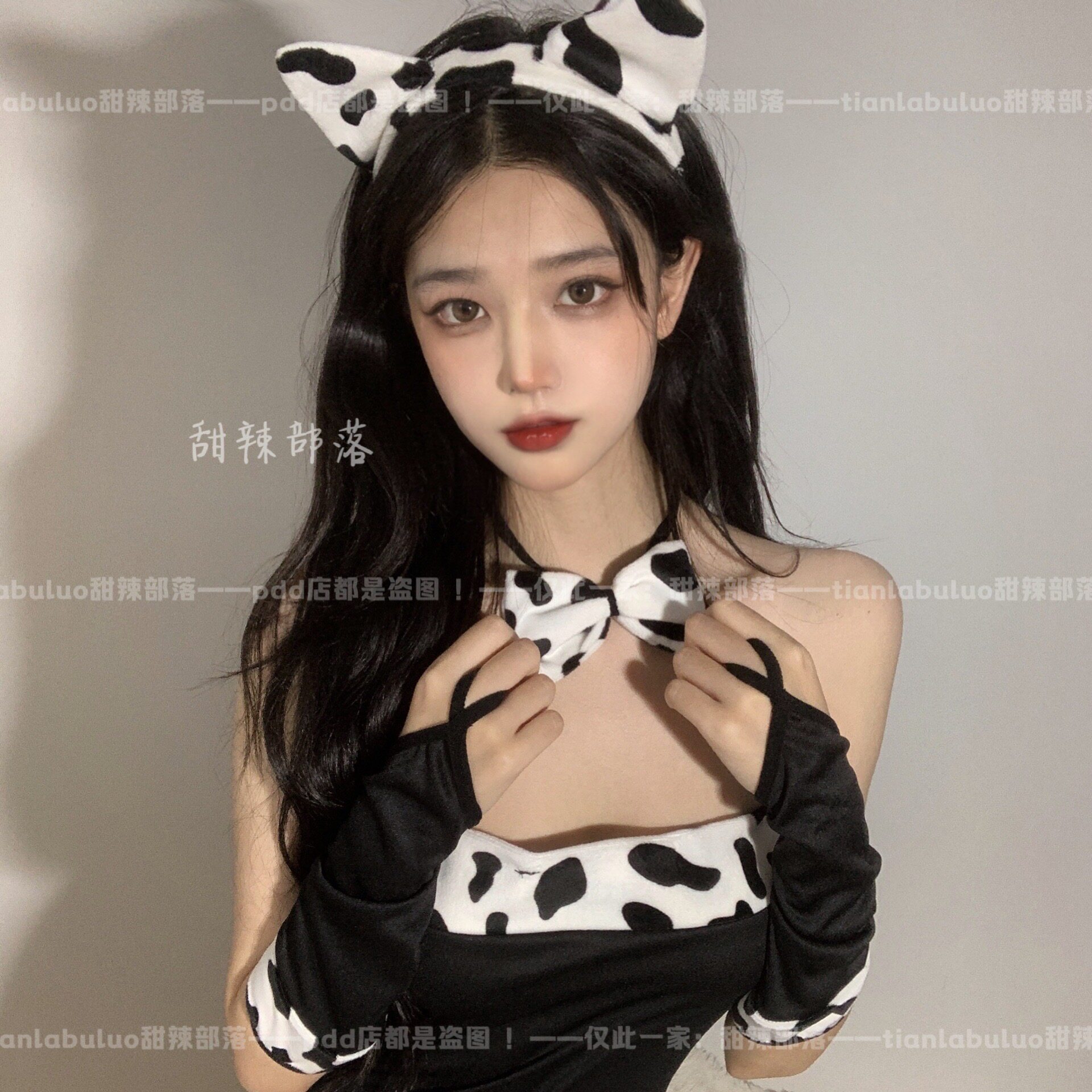 SWEET AND SPICY TRIBES SHY COW PURE LUST PLUSH UNIFORM SKIRT BACKLESS TIE TIGHT HIP WRAPPING BANDEAU HOT GIRL SEX