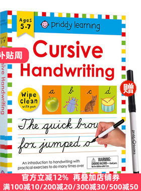 【赠白板笔】擦擦书 书写 英文原版 可重复擦写英文书写练习册 Wipe Clean Workbook Cursive Handwriting Roger Priddy英语书籍