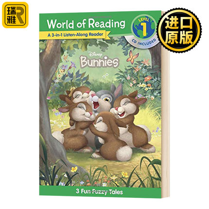 迪士尼阅读世界分级读物第1级 小兔子3合1 附CD 英文原版 World of Reading Disney Bunnies 3-in-1 Listen-Along Reader 英文版