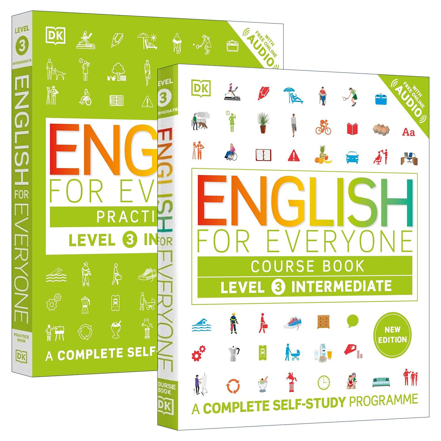 英文原版 English for Everyone Course Book Level 3 Intermediate DK人人学英语3新版 中级教材书+练习册 2册 英文版 进口书籍