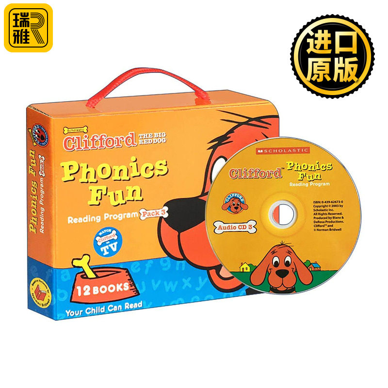 英文原版 Clifford Phonics Fun Box Set 3 大红狗自然拼读套装3 带光盘 英文版 进口英语原版书籍
