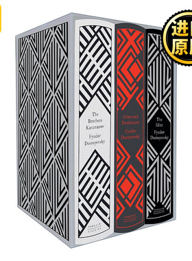 英文原版 Fyodor Dostoyevsky Boxed Set 企鹅精装布纹经典陀思妥耶夫斯基三册套装 罪与罚 白痴 卡拉马佐夫兄弟 进口英语原版书籍
