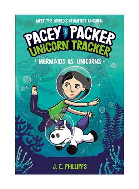 英文原版 Pacey Packer Unicorn Tracker 3 Mermaids vs.Unicorns 佩西帕克 独角兽追踪者系列3 漫画 英文版 进口英语原版书籍