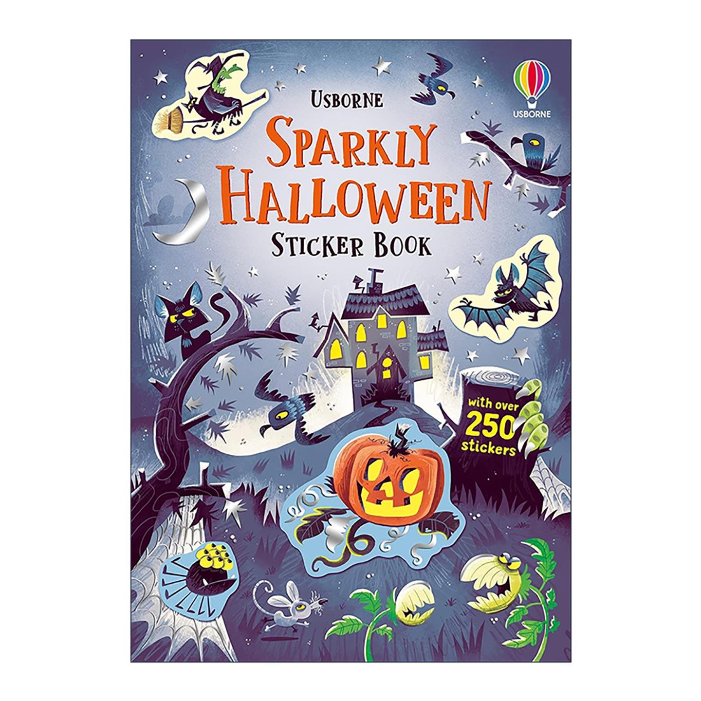 英文原版 Usborne Sparkly Stickers Halloween 闪闪发光的万圣节贴纸 250多张主题场景贴纸 尤斯伯恩儿童益智游戏 英文版