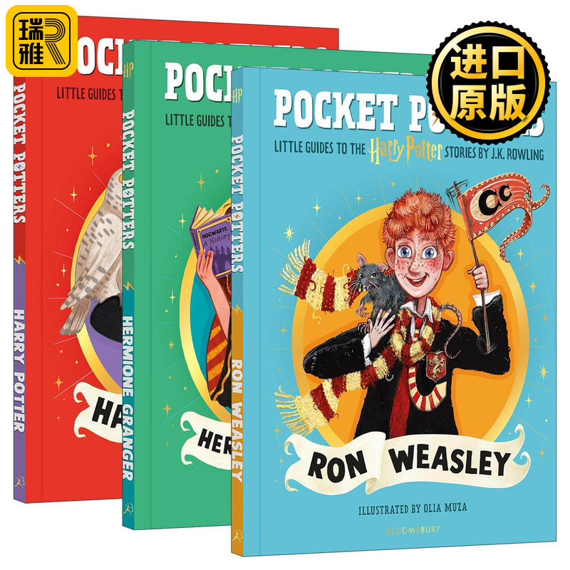 英文原版 Pocket Potters 哈利波特系列人物漫画小指南 3本套装 精装彩色插画 英文版 进口英语原版书籍