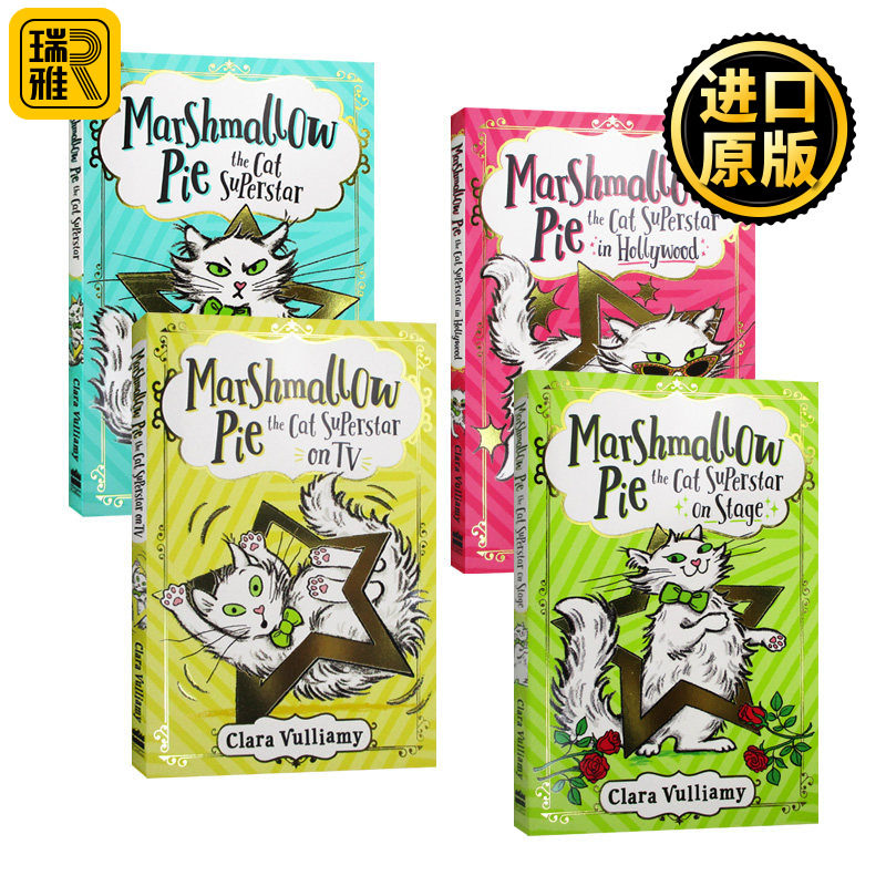 英文原版 Marshmallow Pie the Cat Superstar1-4 棉花糖派巨星猫系列漫画4册 漫画插图 桥梁读物 初章小说 英文版 进口英语书籍图片