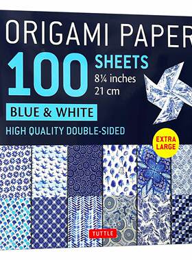 英文原版 Origami Paper 100 sheets Blue & White 8 1/4