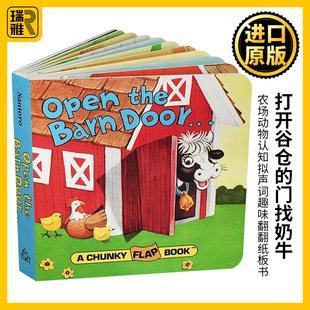 Door 3岁启蒙益智openthebarndoor 英文原版 Cow农场动物认知拟声词汇学习趣味翻翻纸板书0 Find Barn The 绘本Open 门 打开谷仓