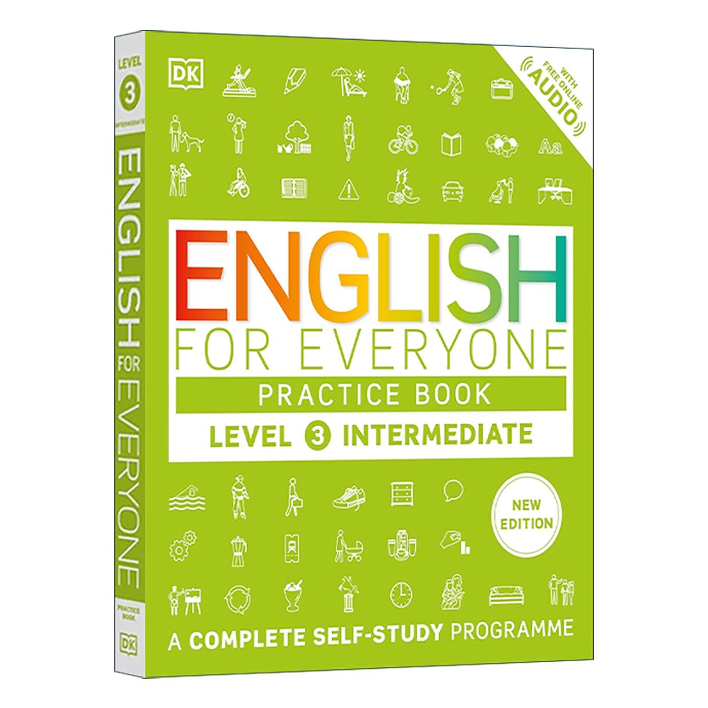英文原版 English for Everyone Practice Book Level 3 Intermediate DK新视觉人人学英语3 中级教程练习册新版 带音频 自学教材
