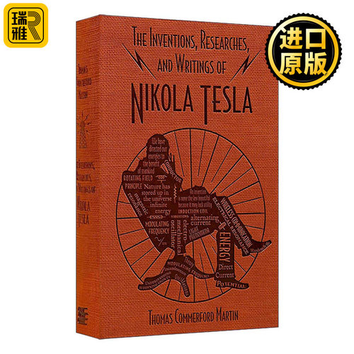 英文原版 The Inventions Researches and Writings of Nikola Tesla 尼古拉·特斯拉的发明 研究和著作 软精装皮质封面词云经典