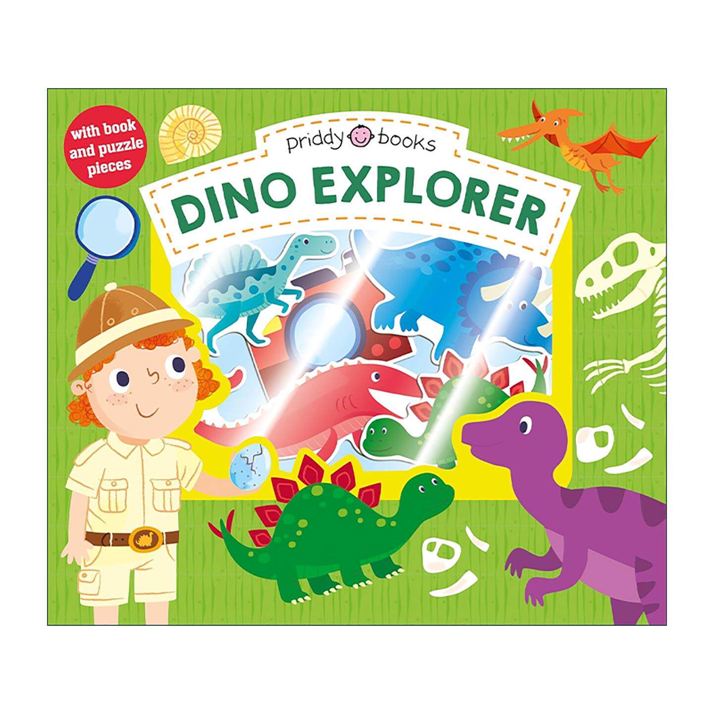 英文原版 Let's Pretend Dino Explorer 小小角色扮演家 恐龙猎人 儿童科普百科翻翻操作纸板书 益智游戏套装 进口英语原版书籍
