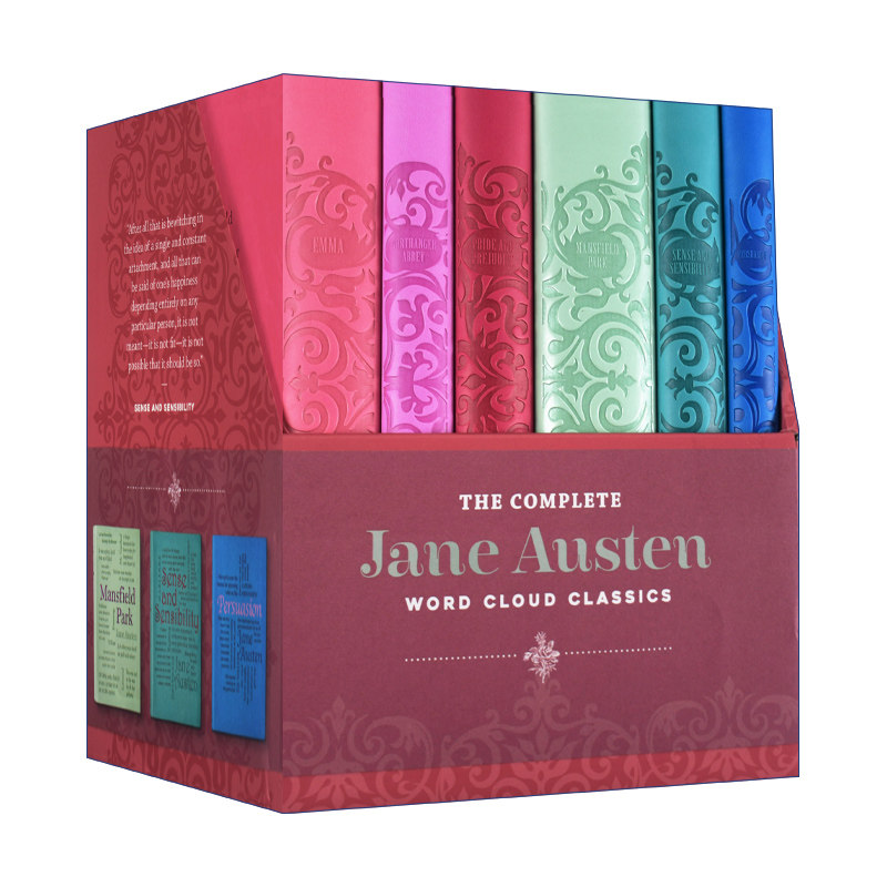 Jane Austen Boxed Set简奥斯丁精装皮质封面词云经典文学作品6册礼盒装 傲慢与偏见 理智与情感 爱玛 斯菲尔德庄园 劝导 诺桑觉寺
