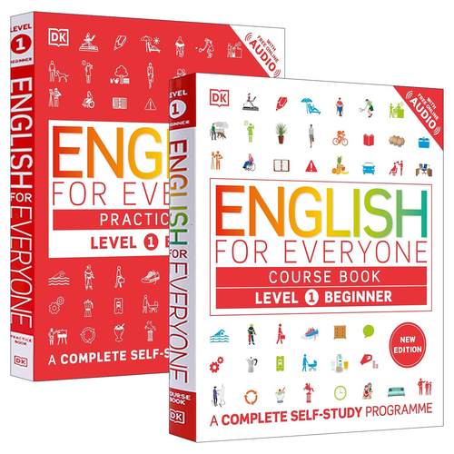 英文原版 English for Everyone Course Book Level 1 Beginner DK人人学英语1新版 入门级自学教材+练习册教辅 2册 附线上音频