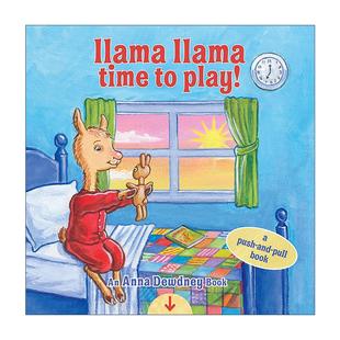 儿童启蒙认知绘本 书籍 Time 进口英语原版 英文版 纸板书推拉书 羊驼拉玛玩耍时间 Play Llama 英文原版