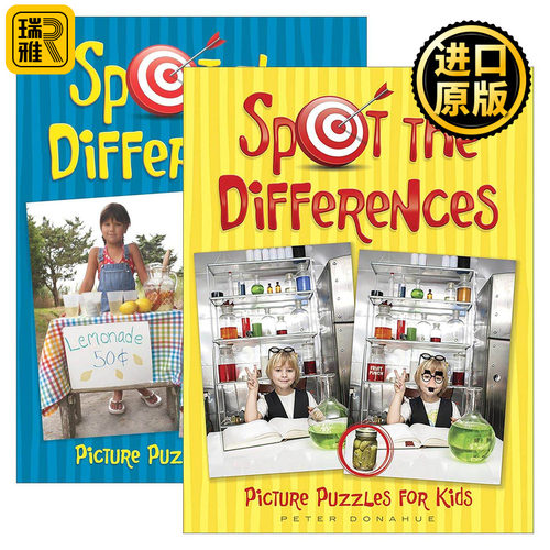 英文原版 Spot the Differences Picture Puzzles for Kids Book儿童找不同谜题集2册 益智游戏活动书 锻炼观察力 大家来找茬 进口