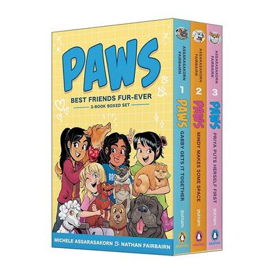 英文原版 PAWS Best Friends Fur-Ever Boxed Set 爪子系列1-3册盒装套装 儿童全彩漫画绘本图画书 友谊故事 Nathan Fairbairn