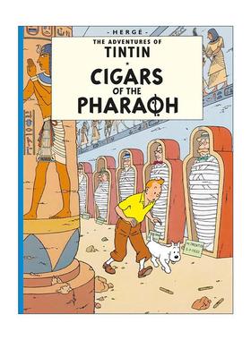 英文原版 The Adventures of Tintin Cigars of the Pharaoh 丁丁历险记之法老的雪茄 儿童精装漫画 英文版 进口英语原版书籍