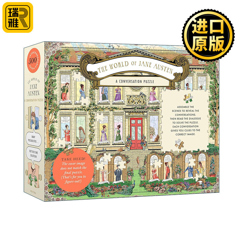 英文原版 The World of Jane Austen A Conversation Puzzle 简&middot;奥斯汀的世界 500块拼图 小说中人物对话集 进口英语原版书籍