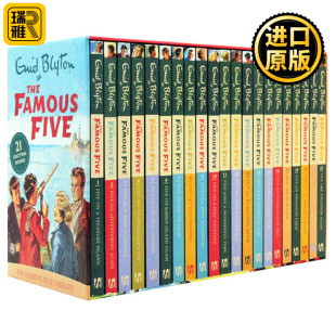 Five 英文原版 青少年儿童英语桥梁章节小说 The 学生课外读物 Blyton Famous 伊妮德布莱顿Enid 五伙伴历险记21册盒装 疯狂侦探团
