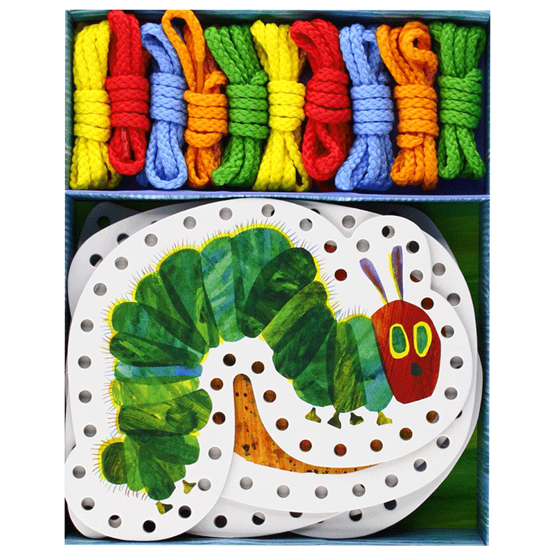 正版 World of Eric Carle VHC Lacing Cards 好饿的毛毛虫 编织卡片儿童绘本