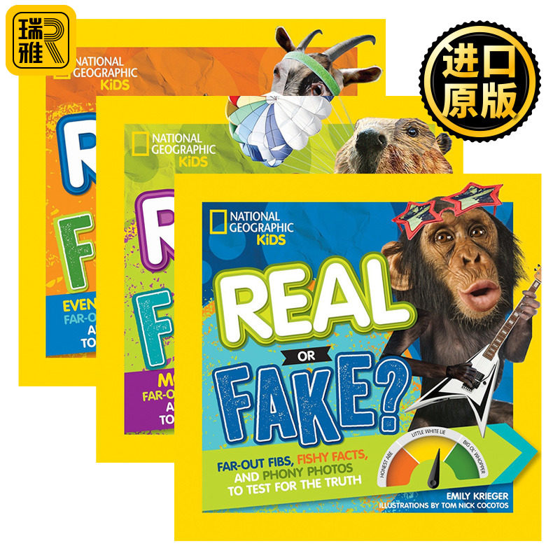 国家地理儿童教育绘本 是真是假1-3册合售 英文原版 Real or Fake 儿童幽默趣味科普百科 英文版 Emily Krieger 进口英语原版书籍怎么看?