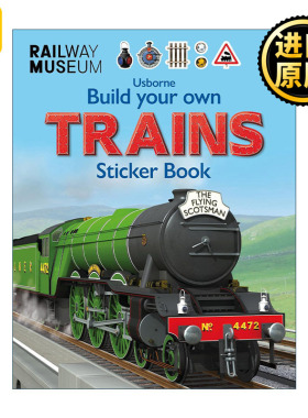 英文原版 Usborne Build your own Trains Sticker book 火车贴纸书 尤斯伯恩儿童早教启蒙认知益智游 英文版 进口英语原版书籍