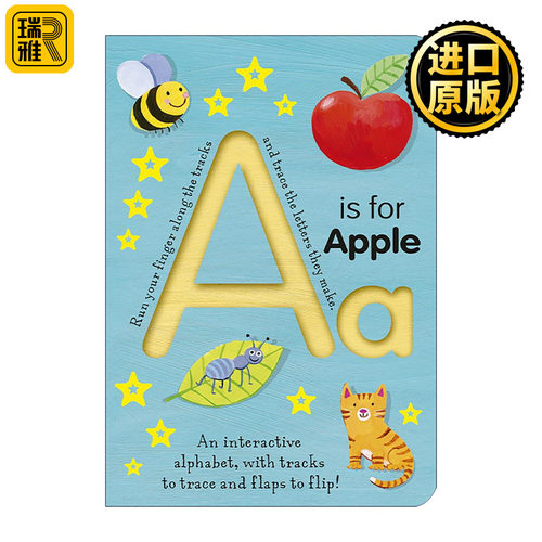 英文原版 A is for Apple Smart Kids Trace-and-Flip A代表苹果 纸板书 儿童早教绘本 低幼翻翻纸板书 英文版 进口英语原版书籍