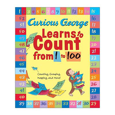 英文原版 Curious George Learns to Count from 1 to 100 好奇猴乔治 从一数到一百 儿童数字启蒙绘本 英文版 进口英语原版书籍