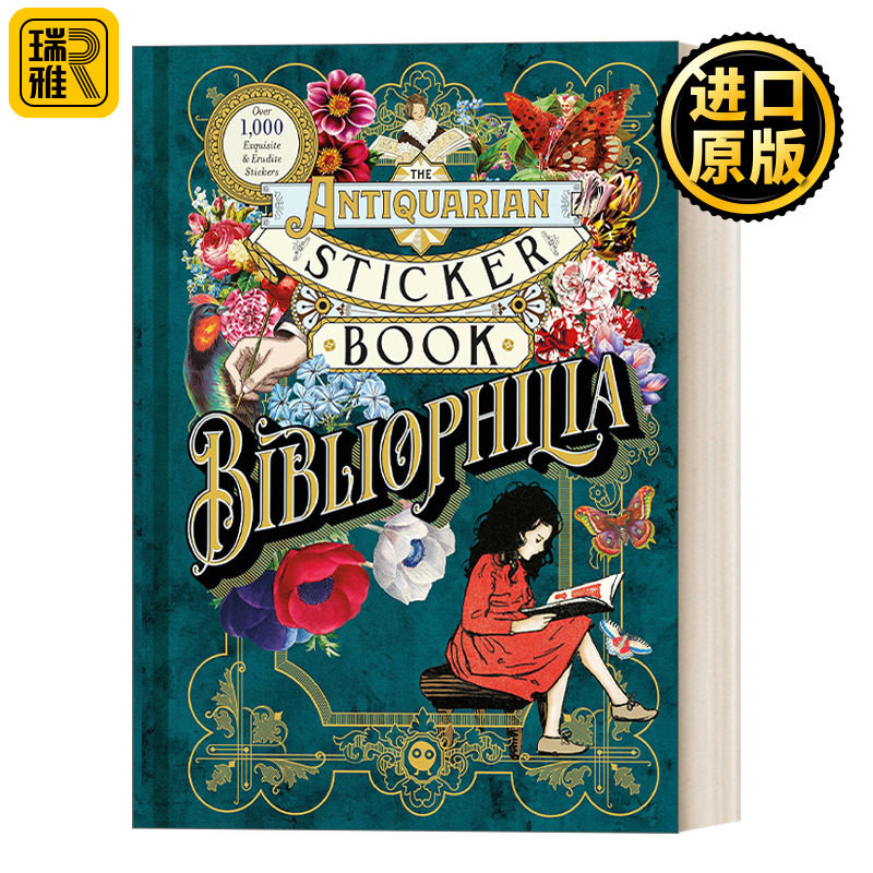 英文原版古物贴纸书2嗜书如命