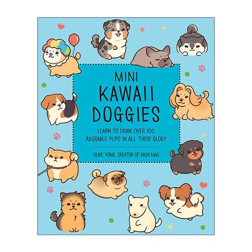 英文原版 Mini Kawaii Doggies 可爱狗狗简笔画 100只狗的日漫风手绘漫画教程 英文版 进口英语原版书籍