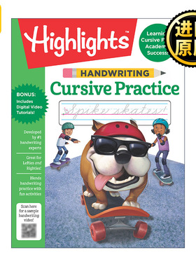 英文原版 Handwriting Cursive Practice Highlights Handwriting Practice Pads 英文书法 儿童连笔练习册 亮点儿童活动书