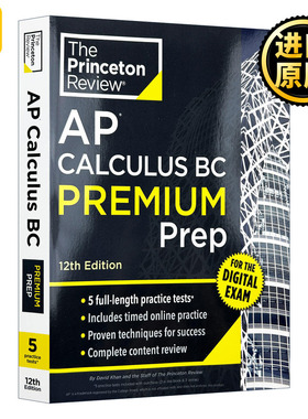 英文原版 Princeton Review AP Calculus BC Premium Prep 普林斯顿评论AP微积分BC 增值版 含线上题库 2026 第12版 进口英语书籍